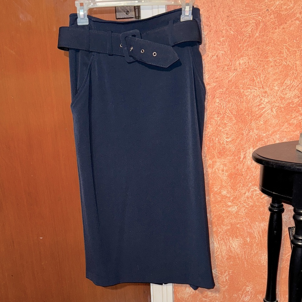 Grace Elements Navy Pencil Skirt with Belt